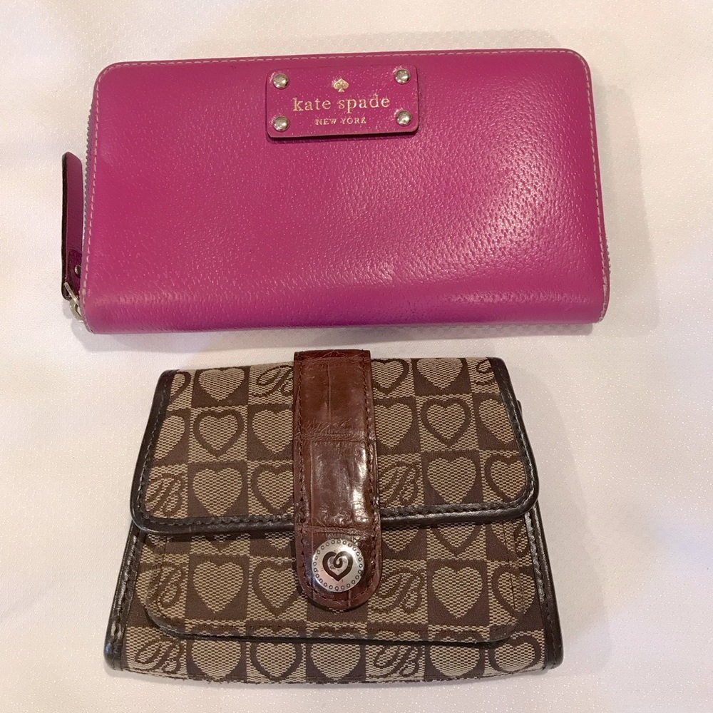 Bundle Kate Spade Zip Continental Hot Pink Wallet and Brighton Brown Wallet